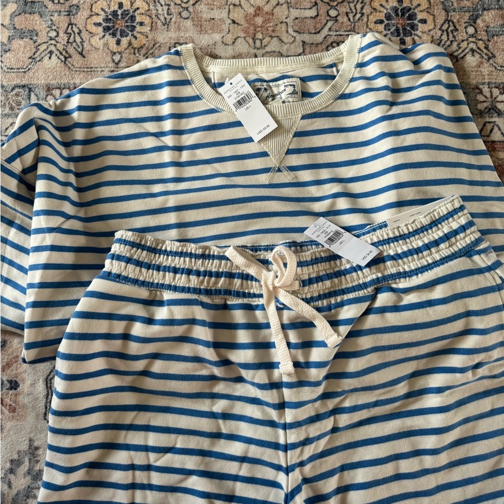 Striped Blue and Cream lounge set